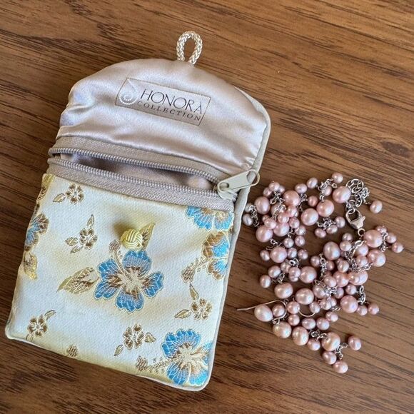 HONORA Sterling Silver Pink Pearl Cluster NECKLACE & Drop Earrings 16" - 19" - Picture 12 of 14